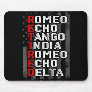 Phonetic Alphabet Retired Veteran American Flag Mi Mouse Mat