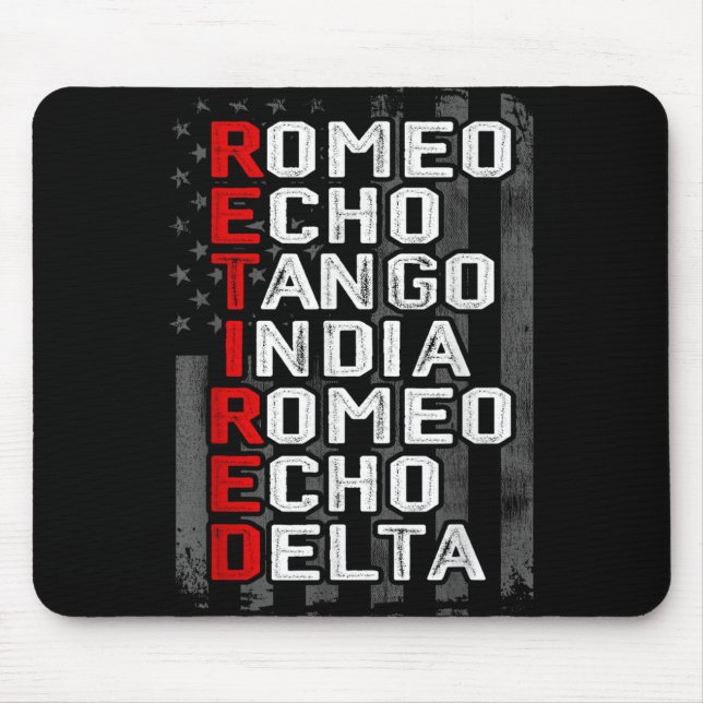 Phonetic Alphabet Retired Veteran American Flag Mi Mouse Mat (Front)