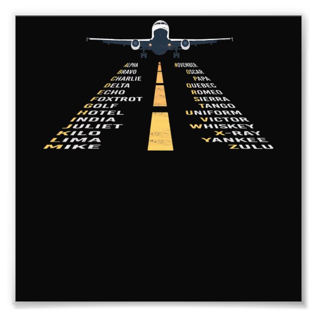 Phonetic Aphabet Pilot Cadet Aeroplane Gift Photo Print (Front)