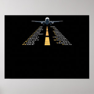 Phonetic Aphabet Pilot Cadet Aeroplane Gift Poster