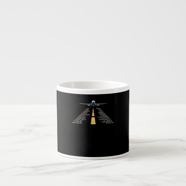 Phonetic Aphabet Pilot Cadet Airplane Gift Espresso Cup (Front)