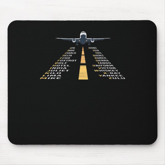 Phonetic Aphabet Pilot Cadet Airplane Gift Mouse Mat (Front)