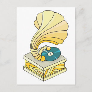 phonograph record player postcard