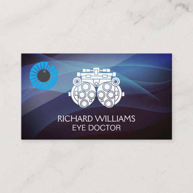 Phoropter Equipment | Eye Doctor | Eye Logo Business Card (Front)