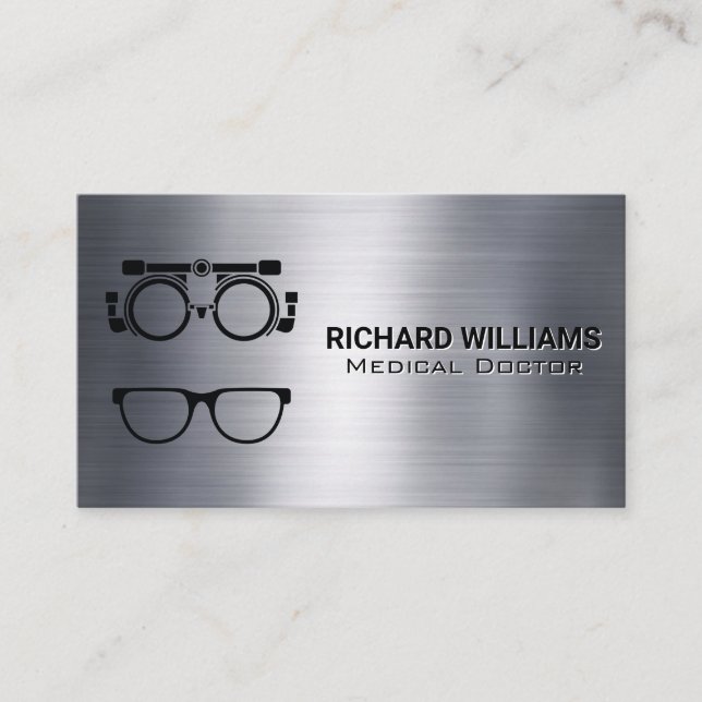 Phoropter Equipment | Eye Doctor | Metallic Business Card (Front)