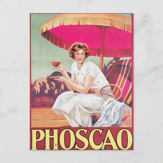 Phoscao Vintage Chocolate Drink Ad Art Postcard (Front)