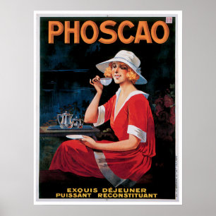 Phoscao Vintage Chocolate Drink Ad Art Poster