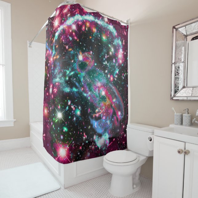Phosphorescence Star Field Shower Curtain (In Situ)