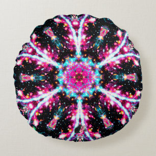 Phosphorescence Stellar Kaleid Round Pillow