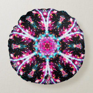 Phosphorescence Stellar Kaleid Round Pillow