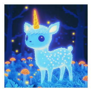 Phosphorescent Blue Fawnicorn Photo Print