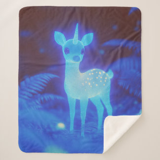 Phosphorescent Blue Fawnicorn Sherpa Blanket