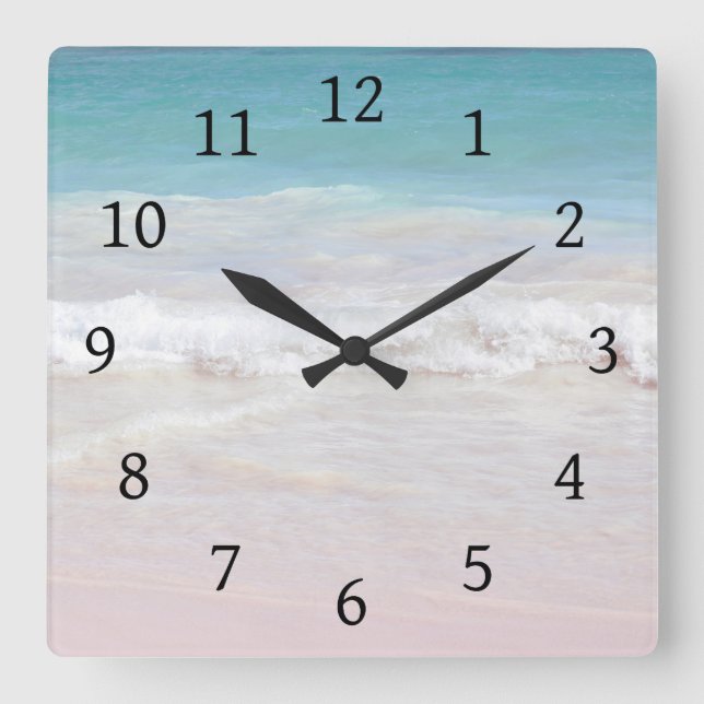 Photo 100 Beach Square Wall Clock (Front)