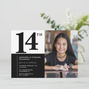 Photo 14th birthday invitations Elegant Chic