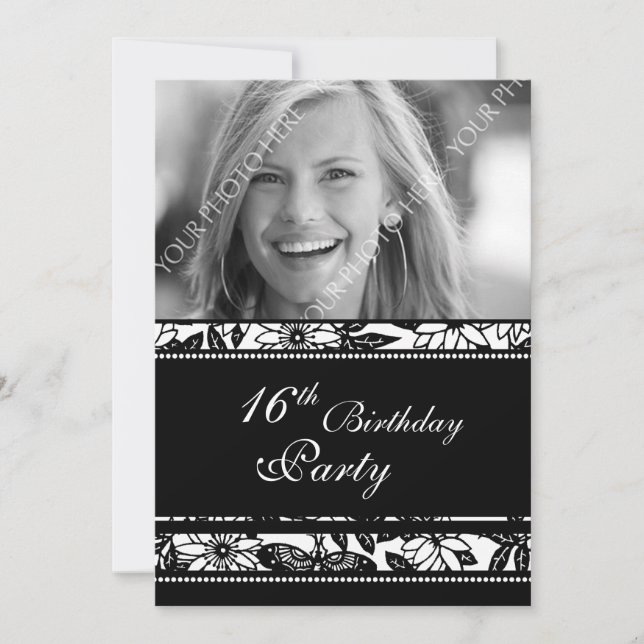 Photo 16th Birthday Party Invitations (Front)