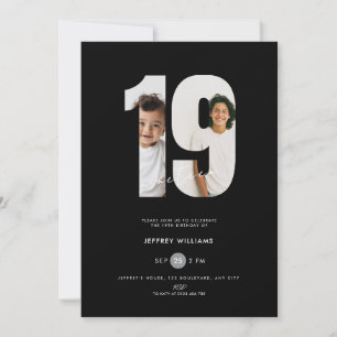 Photo 19th Birthday Invitation Boys - Black