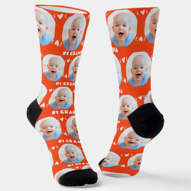 Photo #1 Grandpa Sporty Orange Father's Day Socks (Angled)