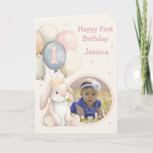 Photo 1st Birthday Folded Greeting Card