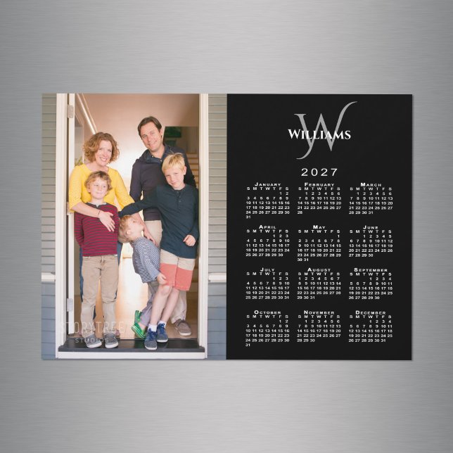 Photo 2027 Calendar Monogram Name Black Magnet (Photo 2027 Calendar Monogram Name Black Magnet in situ)