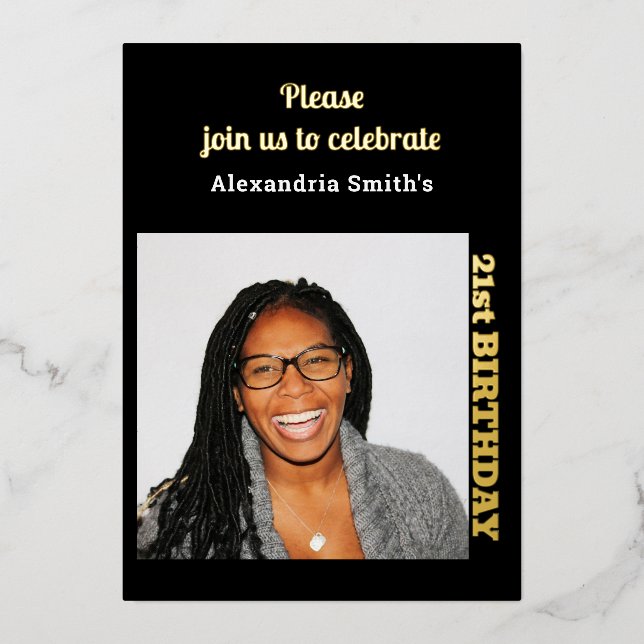 Photo 21st Birthday Black Gold (Front)