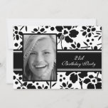 Photo 21st Birthday Party Invitations<br><div class="desc">Custom photo 21st Birthday party invitations in elegant black and white floral pattern. Add your photo and party details for a unique and stylish birthday party invitation.</div>