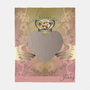 Photo 23rd Wedding Anniversary Claddagh Topaz Fleece Blanket