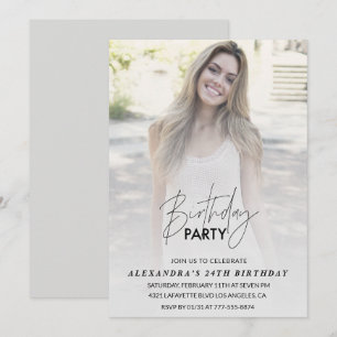 Photo 24th birthday invitation Birthday Party Grey