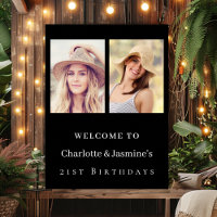 Photo 2 persons birthday modern black welcome