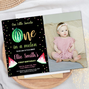 Photo 2 Slice Green Watermelon Birthday Invitation