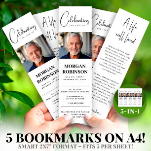 Photo 2x7" DIY Elegant  Funeral Bookmark Template