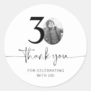 Photo 30th Birthday  Classic Round Sticker