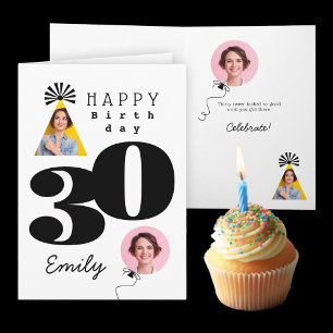 Photo 30th Birthday Custom Name Card