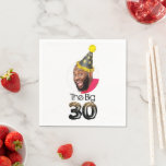 Photo 30th Birthday Modern Funny Napkin<br><div class="desc">Simple Modern 30th Birthday Photo Black Gold design. You can change photo easy,  and if you go on Click to customise further you can move Birthday Hat as it works for you. Matching products can be found in 30th Birthday Collection.</div>