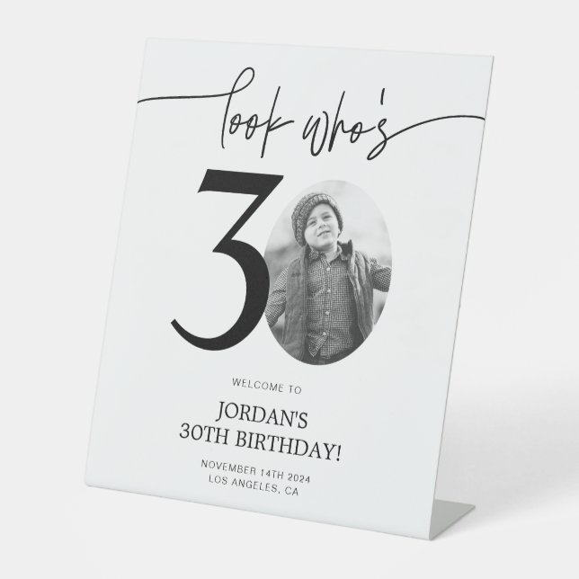 Photo 30th Birthday Welcome Sign | Look Who's 30 (Front)