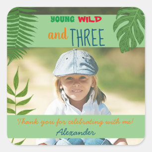 Photo 3rd Birthday Thank You Square Sticker