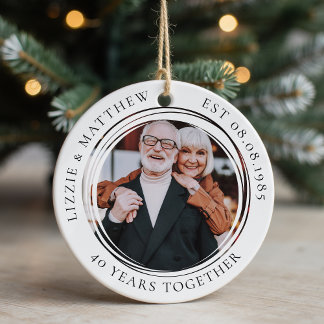 Photo 40 Years Wedding Anniversary Photo Ceramic Tree Decoration