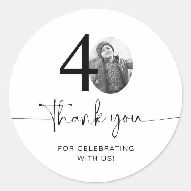 Photo 40th Birthday  Classic Round Sticker (Front)