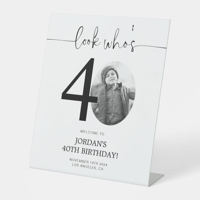 Photo 40th Birthday Welcome Sign | Look Who's 40 (Front)