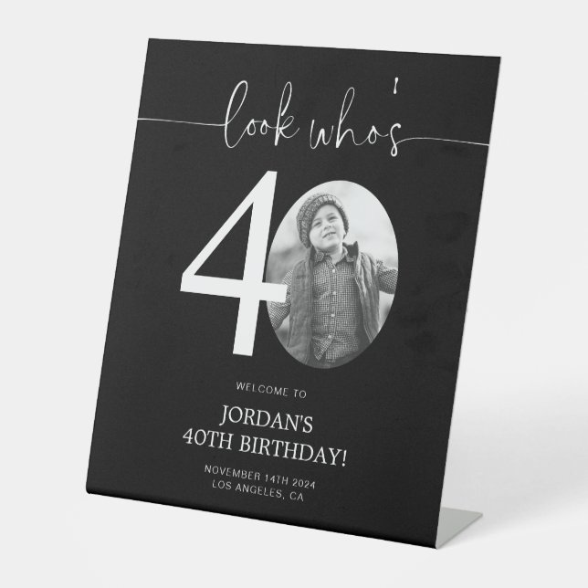 Photo 40th Birthday Welcome Sign | Look Who's 40 (Front)