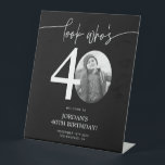 Photo 40th Birthday Welcome Sign | Look Who's 40<br><div class="desc">Welcome guests to your 40th birthday celebration with this stunning editable welcome sign. Featuring a sleek, customizable layout, this template allows you to easily add your own photo and personalize the text, making it a perfect addition to your milestone 40th birthday decor. Ideal for entryways or as a party focal...</div>