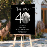Photo 40th Birthday Welcome Sign | Look Who's 40<br><div class="desc">Welcome guests to your 40th birthday celebration with this stunning editable welcome sign. Featuring a sleek, customizable layout, this template allows you to easily add your own photo and personalize the text, making it a perfect addition to your milestone 40th birthday decor. Ideal for entryways or as a party focal...</div>