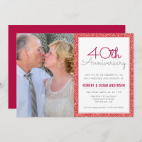 Photo 40th Wedding Anniversary Faux Red Glitter