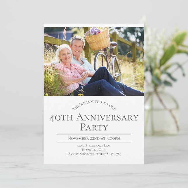 Photo 40th Wedding Anniversary Invitation (Standing Front)