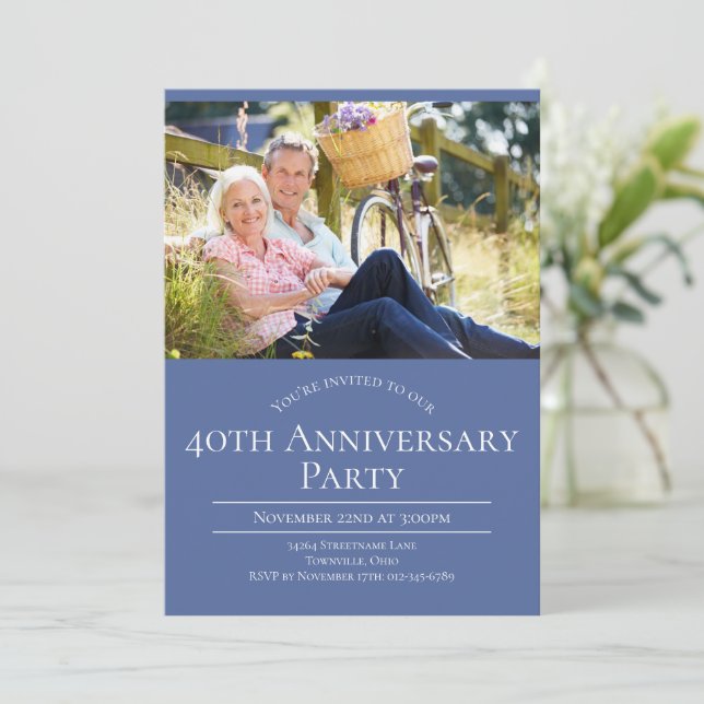Photo 40th Wedding Anniversary Invitation (Standing Front)