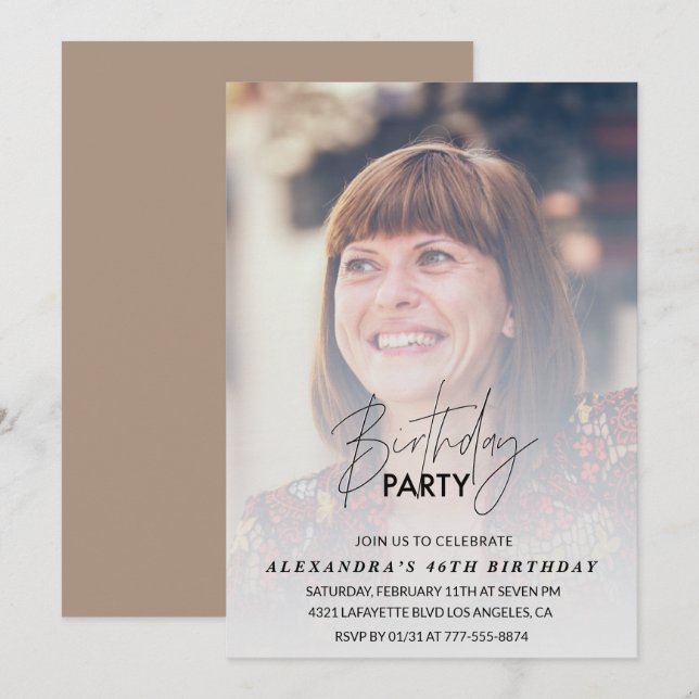 Photo 46th birthday invitation Birthday Party (Front/Back)