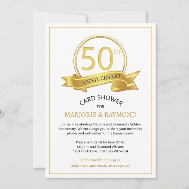 Photo 50th Anniversary Card Shower Invitation (Front)