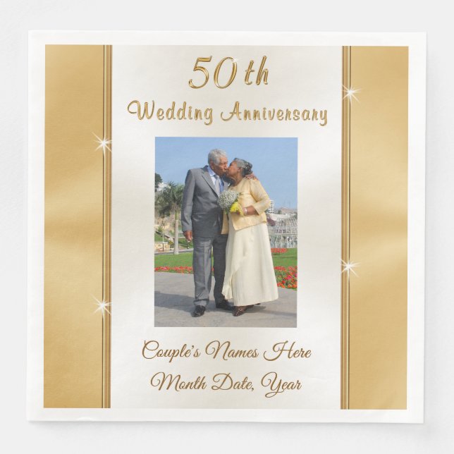 Photo 50th Wedding Anniversary Dinner Napkins (Front)