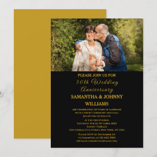 Photo 50th Wedding Anniversary Gold Invitation