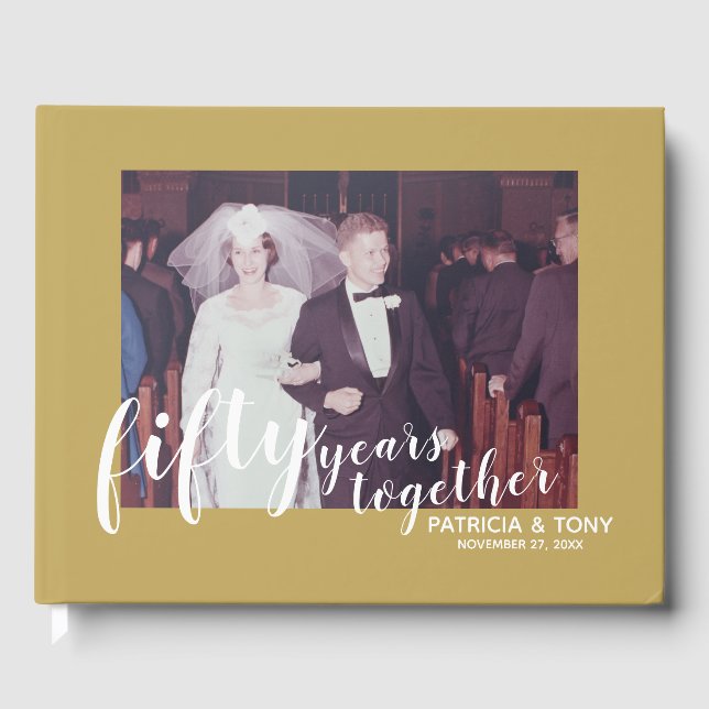 Photo 50th Wedding Anniversary - script type Guest Book (Front)