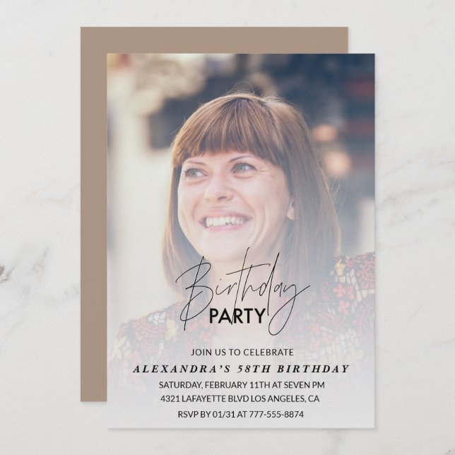 Photo 58th birthday invitation Birthday Party (Front/Back)